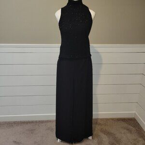 Elegant Crepe/Chiffon Black Evening Overlay Pant/Skirt